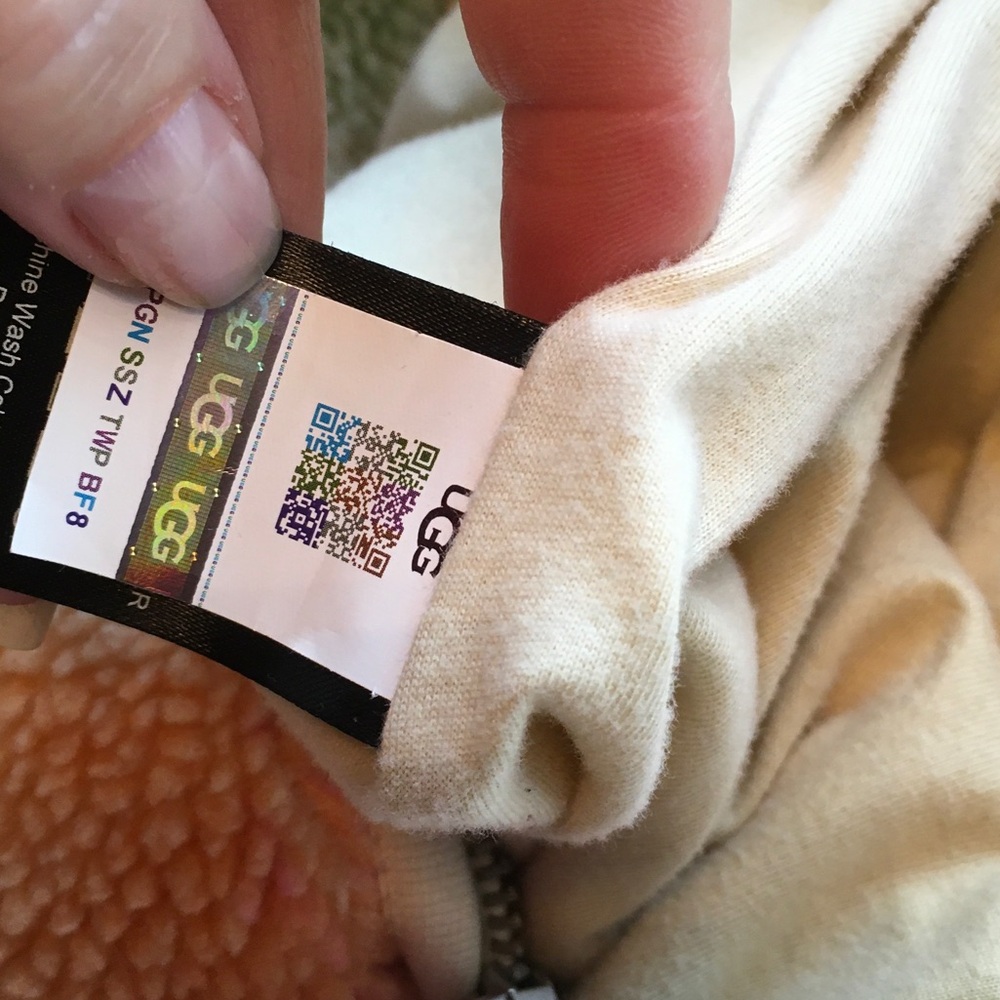 UGG Multicolor Sherpa Jacket in Pink, Blue, Orange, Green on Cream - Picture 5 of 6